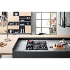 shumee Hotpoint | HAGS 61F/BK | Štedilnik | Plinska plošča na steklu | Število gorilnikov/kuhalnih con 4 | Vrtljivi gumbi | Črna