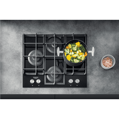 shumee Hotpoint | HAGS 61F/BK | Štedilnik | Plinska plošča na steklu | Število gorilnikov/kuhalnih con 4 | Vrtljivi gumbi | Črna