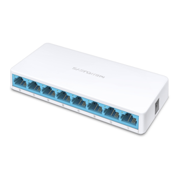 Mercusys | Stikalo | MS108 | Neupravljano | Namizno | Število vrat 10/100 Mbps (RJ-45) 8 | Število vrat 1 Gbps (RJ-45) | Število vrat SFP | Število vrat PoE | Število vrat PoE+ | Napajalnik