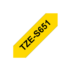shumee Brother | S651 | Laminiran trak | Termo | Črn na rumenem | Rola (2,4 cm x 8 m)