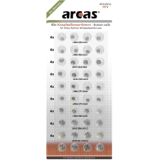 shumee Arcas | Komplet AG (8xAG1, 8xAG3, 8xAG4, 8xAG13, 4xAG5, 4xAG12) | Alkalne gumbaste baterije | 40 kosov.