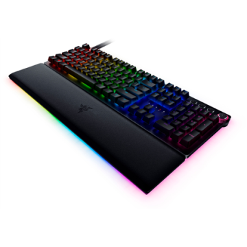 shumee Igralna tipkovnica Razer Huntsman V2 z optičnimi stikali in RGB LED osvetlitvijo ozadja, žična, črna, numerična tipkovnica, rdeča stikala.