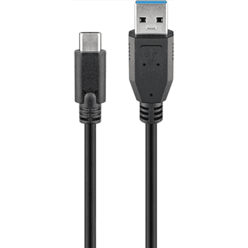 shumee Goobay | USB-C kabel | Moški | 24-pinski USB-C | Moški | 9-pinski USB tip A | Črna | 1 m