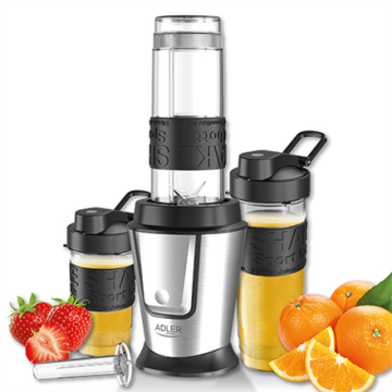 shumee Adler | Mešalnik | AD 4081 | Namizni | 800 W | Material posode: plastika brez BPA | Prostornina posode: 0,4 + 0,57 l | Drobljenje ledu | Črna/nerjaveče jeklo