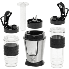 shumee Adler | Mešalnik | AD 4081 | Namizni | 800 W | Material posode: plastika brez BPA | Prostornina posode: 0,4 + 0,57 l | Drobljenje ledu | Črna/nerjaveče jeklo