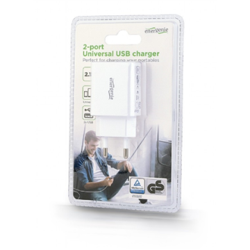 shumee EnerGenie | EG-U2C2A-03-W | Univerzalni polnilnik z 2 vrati USB