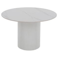 KONDELA Okrogla jedilna miza Mahir Tip 1 120 - beli marmor / bela
