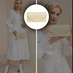 Camerazar Elegantna sijoča večerna torbica čez ramo za dame, zlata, majhne velikosti