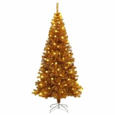 Vidaxl Umetna božična drevesa z LED lučmi Zlata 180 cm PET