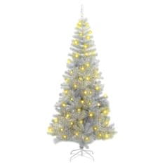 Vidaxl Umetna božična drevesa z LED lučmi srebrna 180 cm PET
