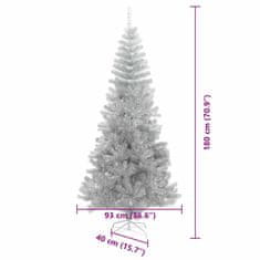 Vidaxl Umetna božična drevesa z LED lučmi srebrna 180 cm PET