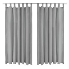Vidaxl Zavese iz mikro satena 2 kosa z zankami 140x225 cm sive barve