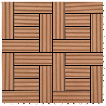 Vidaxl 11 kosov 30 x 30 cm rjavih zunanjih ploščic WPC 1 m²
