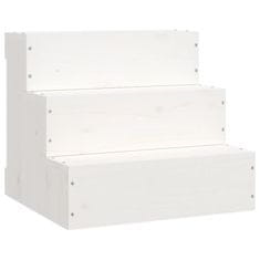 Vidaxl Stopnice za hišne ljubljenčke bele 40x37,5x35 cm trdna borovina
