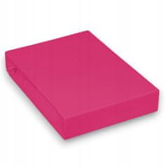 shumee Oprijeta bombažna rjuha iz džersija 160x200, elastična, roza, polirana