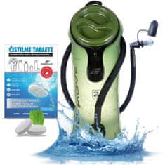 FREEMOVE 2L hidracijski meh za vodo - zelen, termo izolirana cev s priključkom quick-connect, velika polnilna odprtina, ergonomski ročaj, brez vonja BPA, premium TPU material, mehek ustnik, 2 čistilni tableti