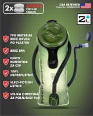 FREEMOVE 2L hidracijski meh za vodo - zelen, termo izolirana cev s priključkom quick-connect, velika polnilna odprtina, ergonomski ročaj, brez vonja BPA, premium TPU material, mehek ustnik, 2 čistilni tableti