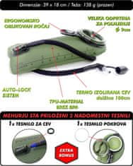 FREEMOVE 2L hidracijski meh za vodo - zelen, termo izolirana cev s priključkom quick-connect, velika polnilna odprtina, ergonomski ročaj, brez vonja BPA, premium TPU material, mehek ustnik, 2 čistilni tableti