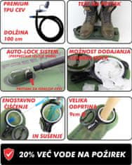 FREEMOVE 2L hidracijski meh za vodo - zelen, termo izolirana cev s priključkom quick-connect, velika polnilna odprtina, ergonomski ročaj, brez vonja BPA, premium TPU material, mehek ustnik, 2 čistilni tableti