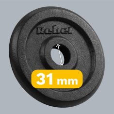 shumee Set uteži iz litega železa 4x2,5kg 10kg luknja 31mm klasična plošča REBEL