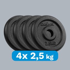 shumee Set uteži iz litega železa 4x2,5kg 10kg luknja 31mm klasična plošča REBEL