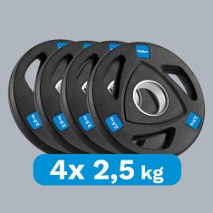 Rebel Komplet olimpijskih uteži iz litega železa, 4 x 2,5 kg, 10 kg, 51 mm plošče