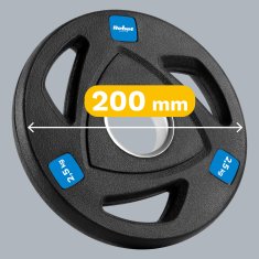 Rebel Komplet olimpijskih uteži iz litega železa, 4 x 2,5 kg, 10 kg, 51 mm plošče