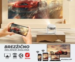 Byintek VEVSHAO A10 prenosni LED projektor, Android, WiFi, Bluetooth, zvočnik, daljinec