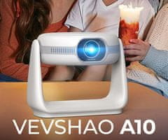 Byintek VEVSHAO A10 prenosni LED projektor, Android, WiFi, Bluetooth, zvočnik, daljinec