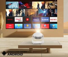 Byintek VEVSHAO A10 prenosni LED projektor, Android, WiFi, Bluetooth, zvočnik, daljinec