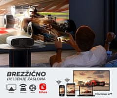 Byintek VEVSHAO A22 prenosni LED projektor, Android, Dual WIFI, Bluetooth, STEREO zvočniki, daljinec