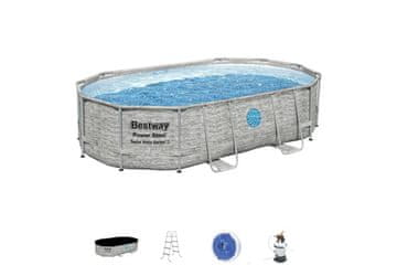 Bestway Bestway Montažni bazen Power Steel Swim Vista | 488 x 305 x 107 cm z vzorcem kamna s filtrsko črpalko na pesek