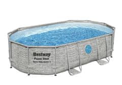 Bestway Bestway Montažni bazen Power Steel Swim Vista | 488 x 305 x 107 cm z vzorcem kamna s filtrsko črpalko na pesek