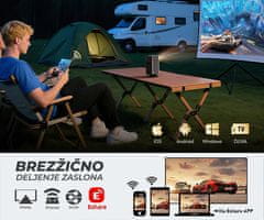 Byintek UFO P70X prenosni 3D LED DLP projektor, Android, Dual WIFI, Bluetooth, 2GB+32GB, daljinec, črn