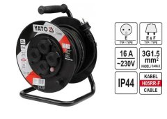 shumee YATO GRADBENI PODALJŠEK 20M NA BOBNU 4 VTIČNICE 3X1,5MM YT-81052