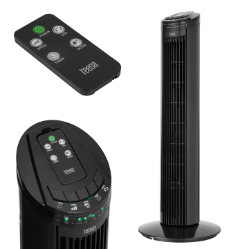 shumee Stebrni ventilator, daljinsko upravljanje, oscilacija, 50W, 74cm, 3 načini, časovnik, Teesa
