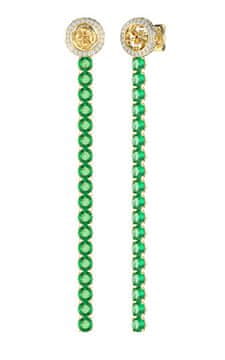 Guess Izjemni pozlačeni uhani z zelenimi kristali Paradise JUBE05144JWYGGNT/U