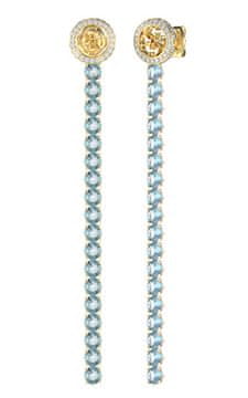 Guess Izjemni pozlačeni uhani z modrimi kristali Paradise JUBE05144JWYGLST/U