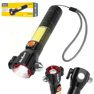 shumee Taktična LED svetilka Powerful ZOOM USB 200m Hammer Knife Magnet Rebel