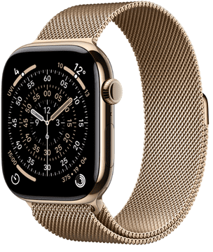 Apple Watch Series 11 pametna ura, GPS + Cellular, 46mm + pašček M/L, Gold Milanese (MFD84WF/A)