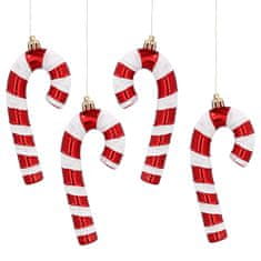 sarcia.eu SET okraskov SLADKORNA PALICA, 13 cm, PLASTIČNI okraski za božično drevo, obeski za božično drevo, SET 4 kosi