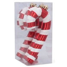sarcia.eu SET okraskov SLADKORNA PALICA, 13 cm, PLASTIČNI okraski za božično drevo, obeski za božično drevo, SET 4 kosi