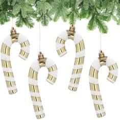 sarcia.eu SET okraskov SLADKORNA PALICA, 13 cm, PLASTIČNI okraski za božično drevo, obeski za božično drevo, SET 4 kosi