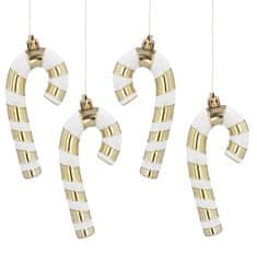 sarcia.eu SET okraskov SLADKORNA PALICA, 13 cm, PLASTIČNI okraski za božično drevo, obeski za božično drevo, SET 4 kosi
