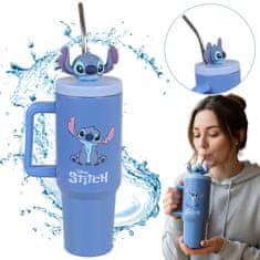 Disney DISNEY Stitch TERMO skodelica s kovinskim nastavkom za slamico, nerjaveče jeklo, skodelica za avto, potovalna, VELIKA 1,2 l