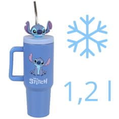 Disney DISNEY Stitch TERMO skodelica s kovinskim nastavkom za slamico, nerjaveče jeklo, skodelica za avto, potovalna, VELIKA 1,2 l