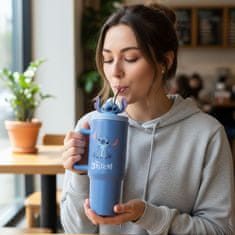 Disney DISNEY Stitch TERMO skodelica s kovinskim nastavkom za slamico, nerjaveče jeklo, skodelica za avto, potovalna, VELIKA 1,2 l