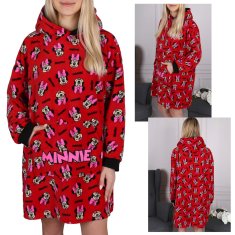 Disney DISNEY Minnie Mouse Rdeča dekliška majica, halja, odeja s kapuco, snuddie, topla, mehka, darilo 104-116cm