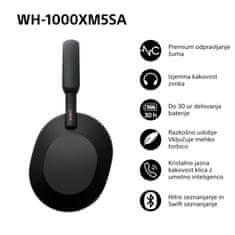 Sony WH-1000XM5 slušalke, črne
