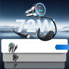 Joyroom 3in1 avto polnilec USB / USB-C 45W + kabel USB-C, črna